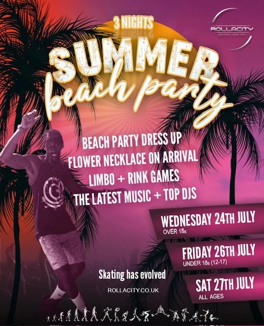 Summer beach party at Rollacity -  All ages 
