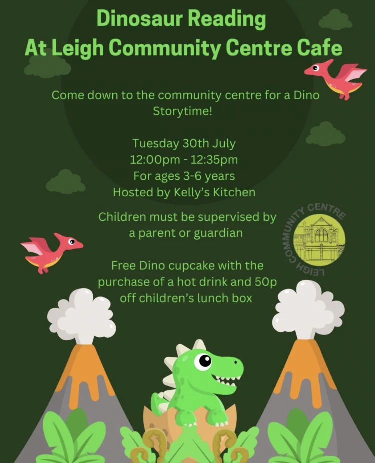 Dinosaur Reading at Leigh Community Centre Cafe 