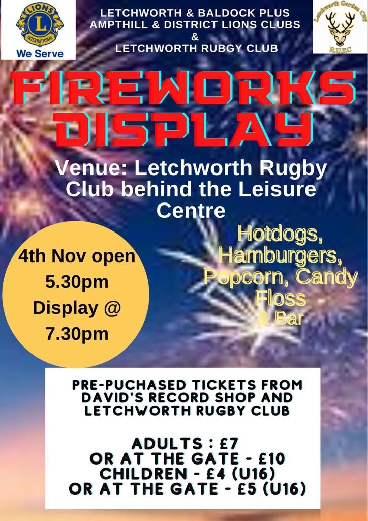 Letchworth Rugby Club Fireworks - 4 Nov 2022 | Mum's guide to Hitchin