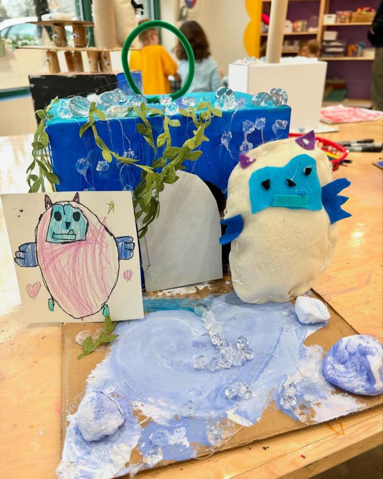 Arty project workshop- make your own Yeti stuffy and recycled home